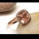 Unique Vintage Style Morganite Engagement Ring in Gold Diamond Wedding Band fine jewelry Halo diamond ring Gemstone Unusual engagement ring