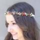 ladybirds headband, wedding headpiece, Rustic wedding wreath, bridal headpiece, Boho wedding headpiece flower halo flower girl crown floral