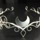 Silver Moon Elvish Circlet, Woodland Crescent Moon Tiara, Artisan Wire Work Circlet Handmade, OOAK Bridal Circlet, Handfasting Circlet