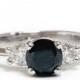 Black  Diamond 1.42CT Engagement Accent Anniversary Ring