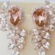 Blush bridal earrings,Bridal earrings,blush pink chandelier earrings,Extra large stud earrings,Swarovski earrings,cluster earrings,statement