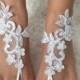 white lace barefoot sandals, 6 Colors, FREE SHIP, beach wedding barefoot sandals, belly dance, lace shoes, bridesmaid gift, beach shoes