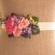 50% off marked price use code DIS50 - Summertime wedding sash, floral wedding sash, bridal sash, flower wedding belt, flower bridal sash