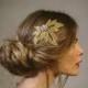Wedding hair comb - silver or gold beaded bridal vintage style leaf comb 'Olivia'