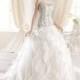 Dramatic Princess Tulle & Lace Floor Length Bateau Neck Wedding Dress With Ruffles - Compelling Wedding Dresses
