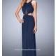 Long Prom Dress with Side Cut Outs by La Femme - Discount Evening Dresses 