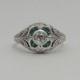 Blossoming 1.02ct Diamond & Emerald Flower Ring in White Gold 14k
