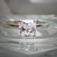 Warm White 6mm Square Radiant Cut Cubic Zirconia Sterling Silver Solitaire Ring Made to Order