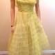 Vintage 50s Prom Dress. Emma Domb Strapless Gown. Yellow Satin & Tulle Dress. Mad Men Evening Dress. Tea Length Bridesmaid Dress. Size XXS
