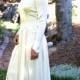 40s Wedding Dress, 1940s Bridal Gown, Liquid Satin Gown, M/ML, Vintage Wedding Gown w Lace Appliqués, Long Sleeve White/Ivory Wedding Dress