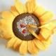 Sunflower Ring Bearer Pillow, Fall Weddings Party, Engagement Ring Holder, Decoration, Rustic Country Farm Wedding, Yellow Brown, Lady Bug