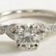 Petite Vintage Pavé Leaf Diamond Engagement Ring In 14k White Gold (1/5 Ct. Tw.)