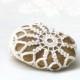 Crochet lace stone, Natural Wedding  favors ,Inspirational Wedding Decor,  Shabby chic Stone, Ring Bearer Pillow alternative.