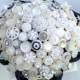 The Deluxe Bassey Button Bouquet - Ivory Vintage Buttons and Rhinestone Buttons