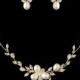 Freshwater Pearl And CZ Gold Plated Wedding Jewelry Set