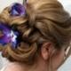 Blue orchid hair pins - Wedding hair accessories set of 4 hair flowers