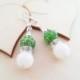 Delicate bright green silver and white bride bridesmaid jewelry earrings gift package shimmering gift idea for her zircon custom colors