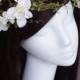 Twine, Flowers and Greens Wedding Bridal Hair Wreath - Rustic or Shabby Chic Bride Hair Flowers
