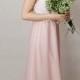 HOLLIE - scoop neck bridesmaid dress in blush pink chiffon with lace bodice and grosgrain ribbon tied at the waist - simple, modern, bohemia