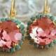 Peach Earrings,Coral Mint Earrings,Swarovski Salmon Pink Earrings,Bridesmaids Earrings,Turquoise Peach Earrings,Gift For Her,Drop Earrings