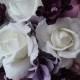 Purple and White Real Touch Rose Bouquet-Bridal Bouquet-Bridesmaid Bouquet- Rose and Calla Lily Bouquet