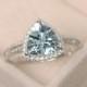Aquamarine ring, triangle cut engagement ring, March birthstone, natural aquamarine
