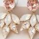 Blush earring,Bridal chandelier earrings,Blush white opal earrings,Statement earring,Swarovski crystal earring,Bridesmaids gift