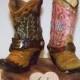 Rustic Wedding Cake Topper-His and Her Western Cowboy Boots