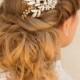 Beautiful Beaded Bridal Leaf Gold Hair Comb - "Chelsea"