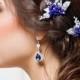 Blue Hair Pins Flower Hair Pins Pearl Bridal Hair Pins Navy Blue Wedding Leaf Blue Hair Clip Floral Hair Pins Leaf Hair Pins