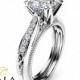 Victorian Moissanite Engagement Ring 14K White Gold Engagement Ring Princess Moissanite Ring