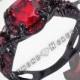 Dark Vampire Queen Ruby Swarovski Black Rhodium Black Gold Ring
