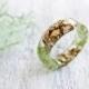 Mint green gold rings for women hypoallergenic rings Nature art Moss terrarium jewelry green resin ring natural jewelry Mint ring Vegan gift