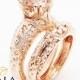 14K Rose Gold Morganite Engagement Ring Vintage Engagement Ring Unique Retro Engagement Ring