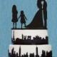 Family Wedding Cake Topper With Two Girls.Bride and Groom Silhouette,Wedding Silhouette,Rustic Cake Topper,Funny Wedding Cake Topper