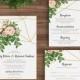 Wedding Invitation Template Rustic Bohemian Floral - Geometric, Gold, Watercolor, Diamonds Vintage Spring Flower Modern Printable DIY (1110)