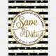 Printable Save the Date Card, Wedding Date Announcement Card, Black-White-Gold, Rose or Silver, 5x7" - Digital File, DIY Print
