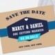 Printable Save the Date Card, Wedding Date Announcement Card, Kraft Paper Retro Design - Blue, Brown or Pink 5x7" - Digital File, DIY Print