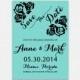 Printable Save the Date Card, Wedding Date Announcement Card, Turquoise with Black Rose Design, 5x7" - Digital File, DIY Print