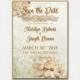 Printable Save the Date Card, Wedding Date Announcement Card, Brown Vintage Spring Flowers Card with Flower, 5x7" - Digital File, DIY Print