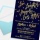 Engagement Party Invitation Card, Love Laughter and Happily Ever After - Elegant Navy Blue & Gold, 5x7" - Digital File, DIY Print