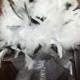 Winter Wedding Silver & White Feather Bouquet - Snowflakes and Crystal Accents - Toss or Bridesmaid Bouquets - Black Feathers - Small