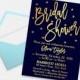 Bridal Shower Invitation Card, Elegant Navy Blue & Gold, 5x7" - Digital File, DIY Print