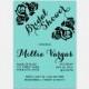 Bridal Shower Invitation Card, Turquoise with Black Rose Design, 5x7" - Digital File, DIY Print