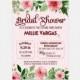 Bridal Shower Invitation Card, Pink Flowers Design, 5x7" - Digital File, DIY Print