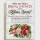Rustic Chic Bridal Shower Invitation Card, Wood Background with Stylish Flowers, Red, 5x7" - Digital File, DIY Print