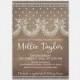 Vintage Lace Bridal Shower Invitation Card, Vintage Dark Brown with Cream Lace, 5x7" - Digital File, DIY Print