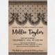 Vintage Lace Bridal Shower Invitation Card, Vintage Light Brown with Black Lace, 5x7" - Digital File, DIY Print
