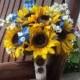 Sunflower Bridal Bouquet with Texas Bluebonnets / Country Wedding / Rustic Wedding Bouquet / Silk Bridal Bouquet / Sunflower Wedding Flowers