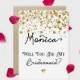 Will you be my bridesmaid? Printable Proposal Card, Confetti Glitters: Gold, Silver, Pink or Blue, 5x7" - Digital File, DIY Print